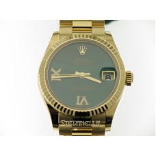 Rolex Datejust 31 ref. 278278-0004 oro giallo 18kt Malachite 6/9 diamanti President nuovo